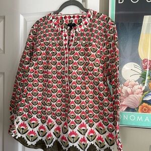 Talbots pink green floral top LP NWT